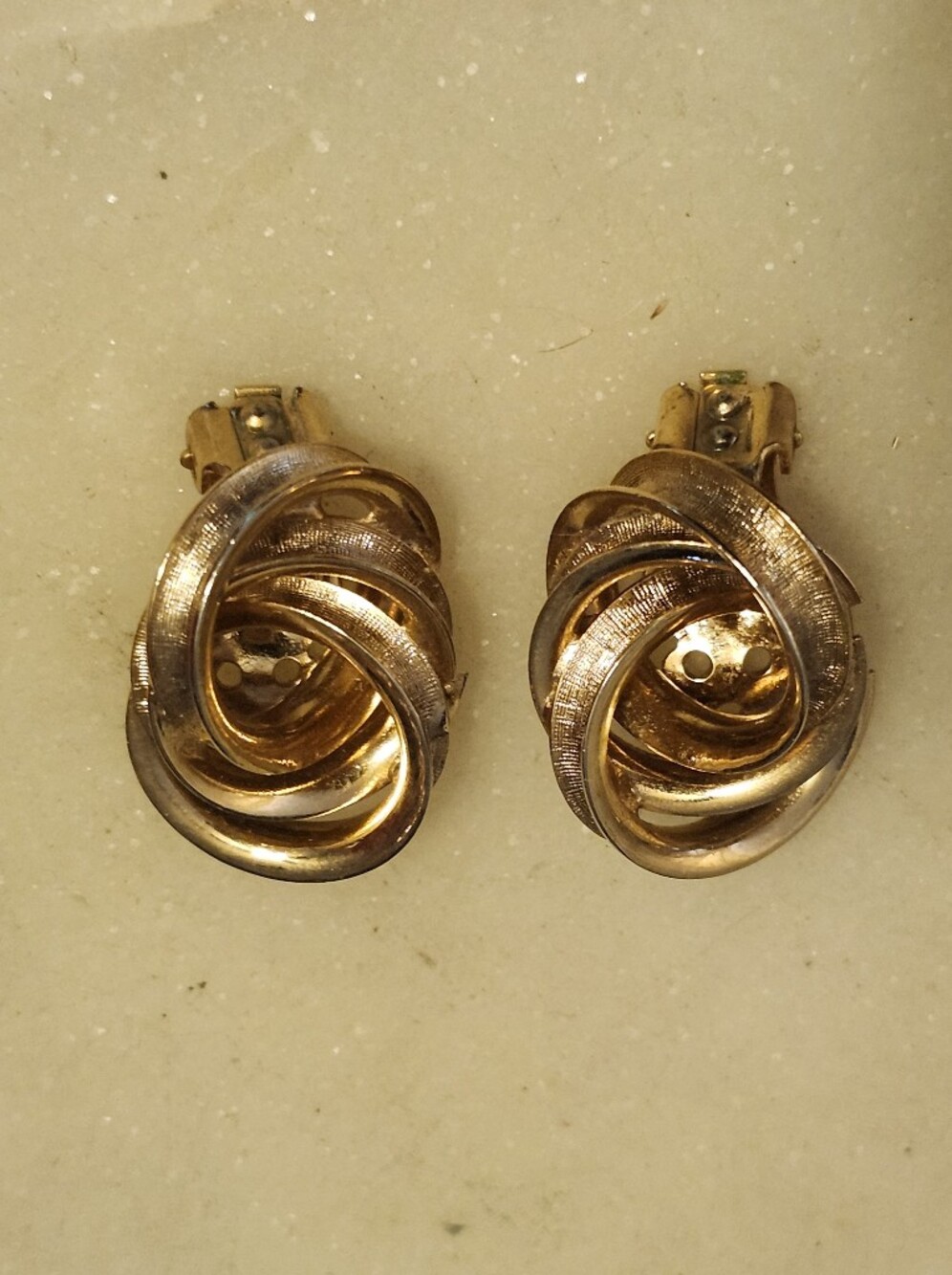Vtg MCM Gold-Tone Abstract Knot Clip-On Earrings - Classic Women's Jewelry